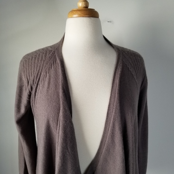 Velvet Gray 100% Cashmere Draped Open Front Long Sleeve Cardigan Size S - Picture 12 of 12
